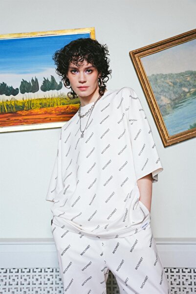 Machinist Men's Mchnst Printed Oversized T-Shirt Optical White