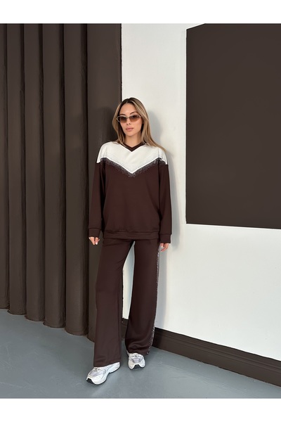 orjinal blue b Women's V Glitter Double Suit Black