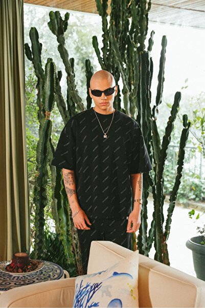 Machinist Men's Mchnst Printed Oversized T-Shirt Black