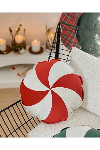 Hestia Home Pernă decorativă din catifea cu bomboane de Crăciun