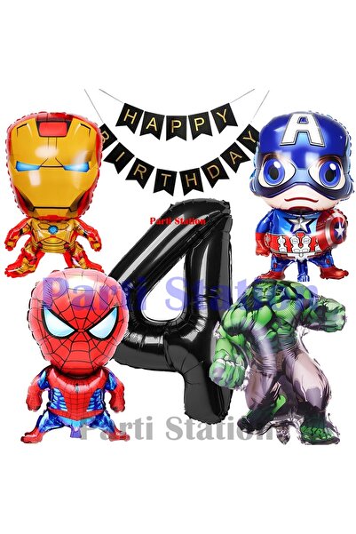 Parti Station Avengers Concept 4 Year Old Balloon Set Avengers Hulk Iron Man Captain America Spider-Man Balloon Set