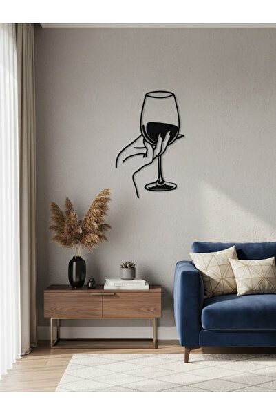 pleksisanati Wine Art Minimalist Pleksi Duvar Tablosu - Kadeh Silüeti Ev Ofis...