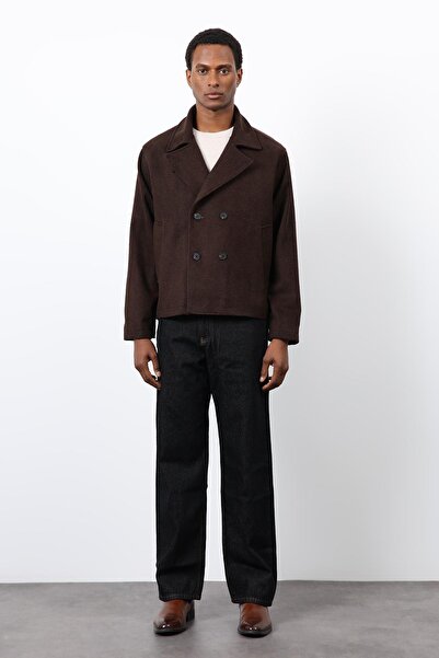 Antioch Brown Double-Breasted Closure Short Men's Coat