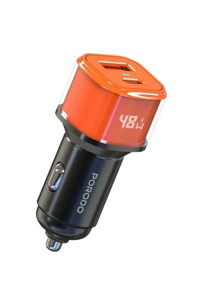porodo 48W Averin Multi-Port Car Charger - Orange