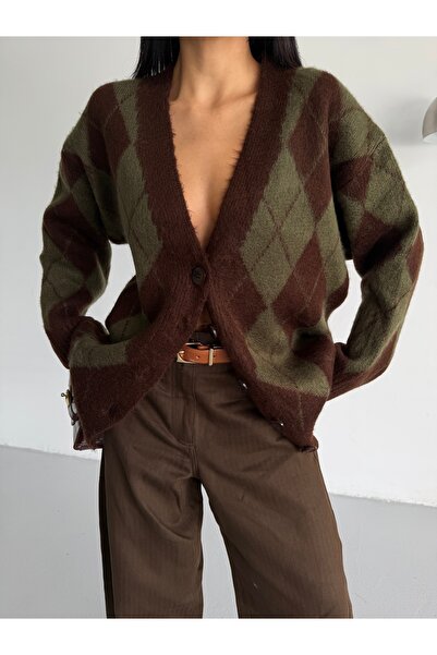 Lamierra Baklava Pattern Soft Women's Knitwear Cardigan