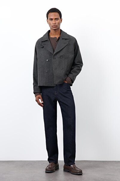 Antioch Anthracite Double-Breasted Closure Short Men's Coat