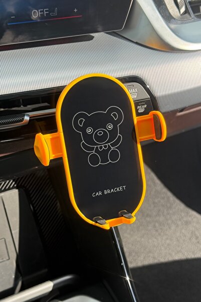 klovi Teddy Bear Sarı Araç İçi Telefon Tutucu