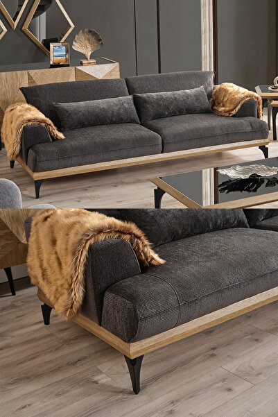 Eymense Piramit Üçlü Koltuk Kanepe Antrasit