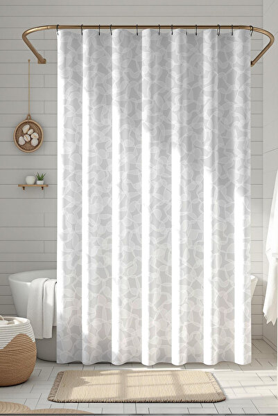 Moud's ستارة حمام، ستارة دش بنمط قلوب بيضاء، ستارة حوض استحمام، مع حلقة هدية 175x200 سم BP-66