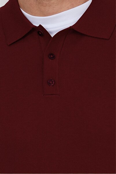 Tudors Men's standard fit regular cut cotton polo collar burgundy sweater