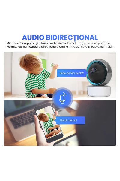 OEM 1080p 360° WiFi Rotating Camera, Night Vision, Bidirectional Audio, 8GB Card, Black