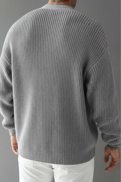 Oksit Grov Buttoned V-Neck Thick Men's Cardigan