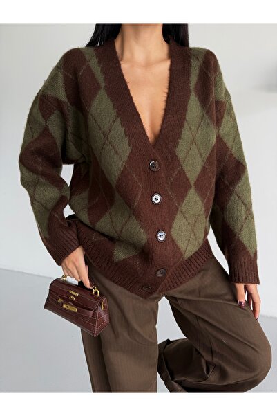 Lamierra Baklava Pattern Soft Women's Knitwear Cardigan