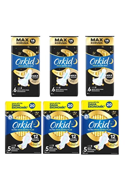 Orkid Hijyenik Ped Ultra Gece Ekstra Max ve Plus 5 ve 6 boy