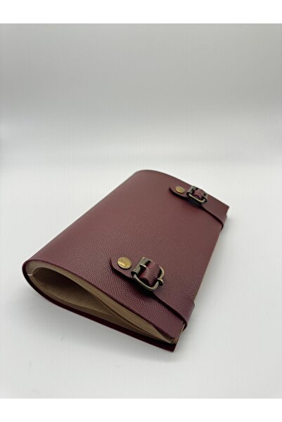 LAYDA Suni Deri Çiğ Model Defter Bordo