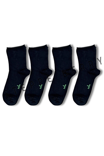 STEPPE BERRY 4-Piece Men's Black Elasticless Stitch-Free Comfortable Bamboo Short Socks