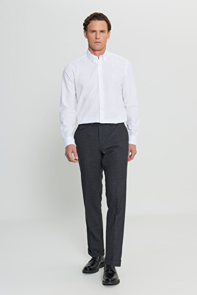 ALTINYILDIZ CLASSICS Men's Black Comfort Fit Relaxed Cut Elastic Waist Side Pocket Patterned Trousers