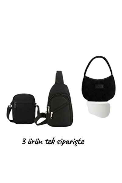 Sofia يُباع حقيبة الجسم النسائية ثلاثية الأبعاد مع ثلاثة أكياس بسحاب وحقيبة بحزام من القطيفة.