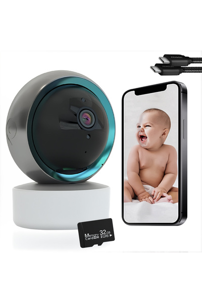 OEM Rotating Baby Camera 1080p WiFi 360°, Night Vision, Cloud + 32GB, Black