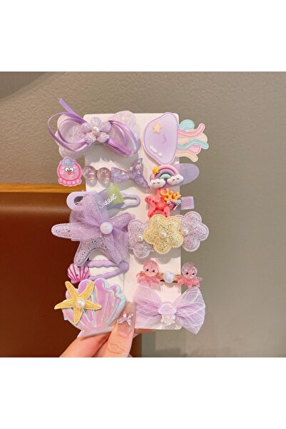 Generic 6 أزواج من مشابك شعر نجم البحر على شكل زهرة للفتيات - بنفسجي