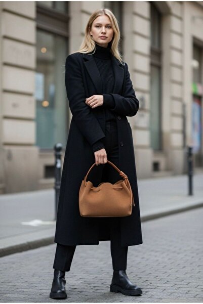 GIG Suede Ruched Detail Puppy Bag Hand and Shoulder Bag