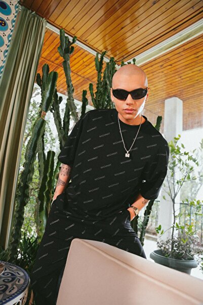 Machinist Men's Mchnst Printed Oversized T-Shirt Black