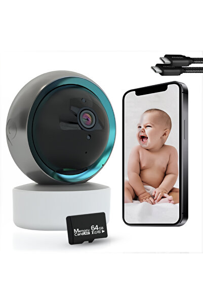 OEM WiFi 1080p 360° Rotating Baby Camera, Planset Detection, 4 Users, 64GB, Black