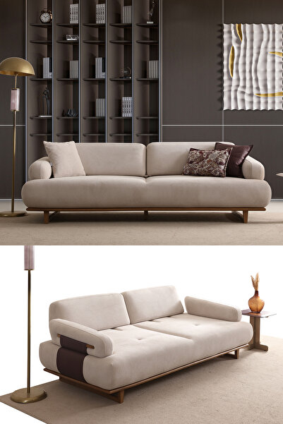 Eymense Siena Üçlü Koltuk Kanepe Krem