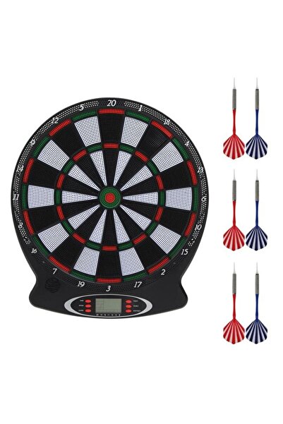 ELITECOMMERCEMARKET Black Electronic Darts Board with 6 Darts 38x2x43cm