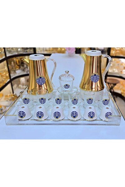 Radin طقم ترمس دمنهور مكون من ٢٢ قطعة (٢ ترمس، ٦ أكواب شاي مع صحون، ٦ أكواب ق...