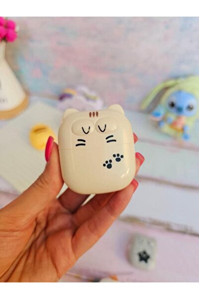 Limmy Sevimli Kedi Silgi Rulo Silgi, Toz Hazneli Silgi - Krem (Bej)