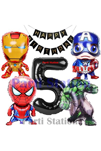 Parti Station Avengers Konsept 5 Yaş Balon Set Avengers Hulk Iron Man Kaptan ...