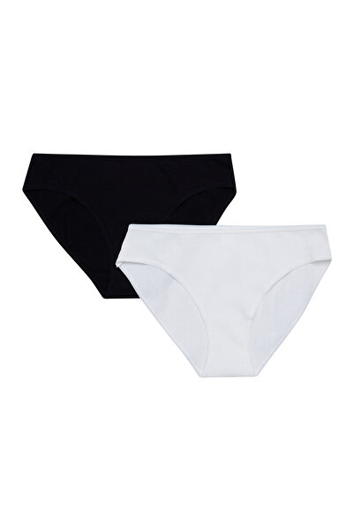 ESOTIQ Women's Classic Briefs 2-Pack Cotton & Elastane Breathable Comfy Basic Panties | Mia-Mia