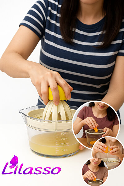 Lilasso طقم مطبخ متعدد الأغراض - عصارة ليمون + مبشرة + فاصل بيض + كوب قياس - ...