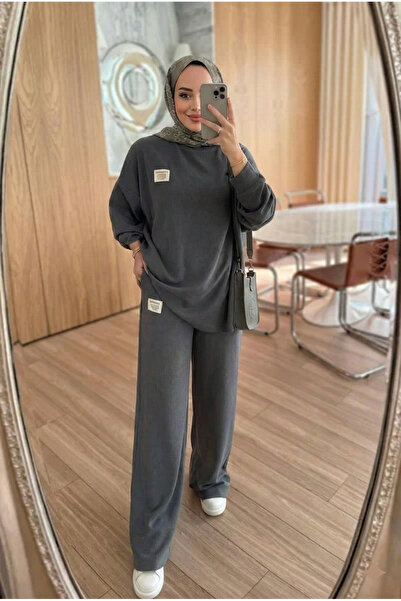 UnikaBoutique Fitilli Armalı Detaylı Oversize Kaşkorse Basic Alt Üst Takım