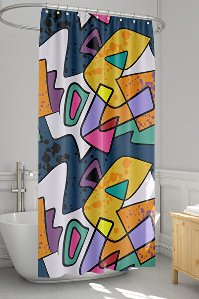 Moud's ستارة حمام، ستارة دش منقوشة من Artboard 2، ستارة حوض استحمام، مع حلقة ...