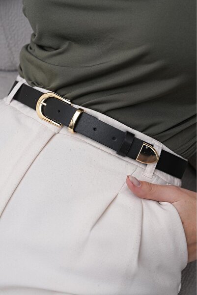 MODAM HİFA Gold Buckle Vintage Style Women's Belt Trouser Belt Dress Belt Shirt Belt Waist Belt