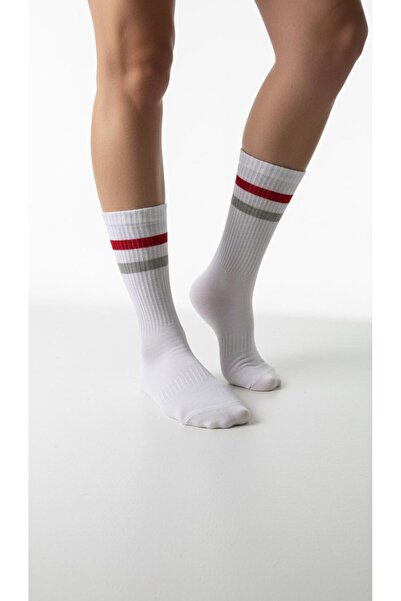 Plus Scorpion Γυναικείες κάλτσες τένις 2 τεμαχίων – Αθλητικές κάλτσες με ρίγες σε μαύρο και άσπρο χρώμα – Βαμβακερές που αναπνέουν