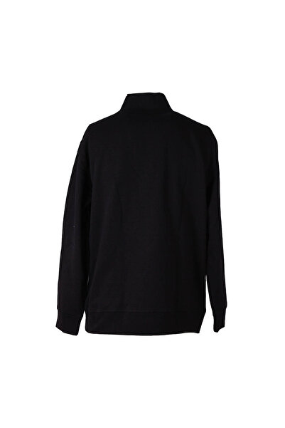 trender Diagonal Half Zipper 3 Thread Black Men's Sweatshirt 5470