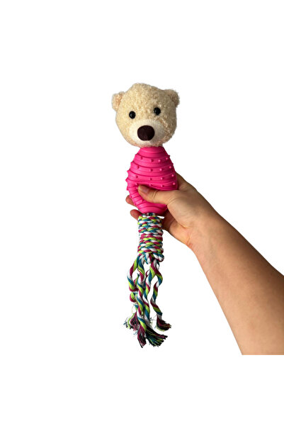 ADLUMUS Rubber teddy bear toy and non-toxic cotton ropes, puppies and cats, PINK