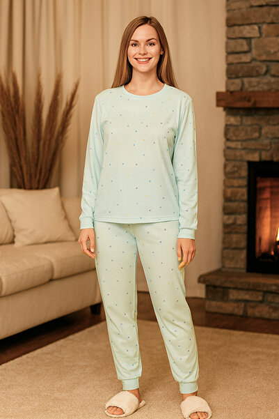 REMSA Women's Polka Dot Pattern Comfort Pajama Set 0499 Mint