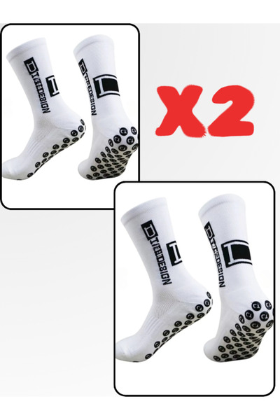 Shuttle Park 2-Piece Special Series White Anti-Slip Silicone Towel Sole Design Comfortable Stitch-Free Match Football Athlete Socks