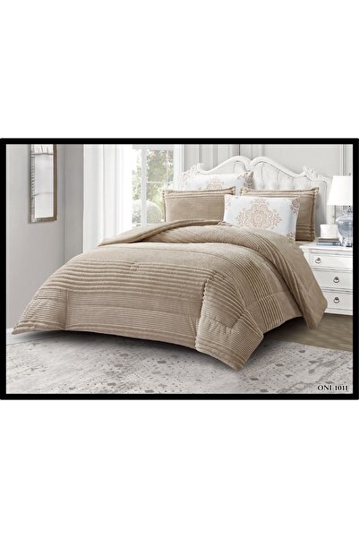 LUXURY Double winter bedspread set, soft velvet faux fur, 6 pieces, fully filled, warm and luxurious, size 260*240 cm