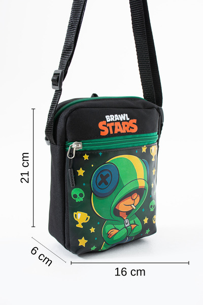 Sona Park Brawl Stars Leon Children's Shoulder Bag – 3 Compartments – Waterproof Fabric (21×16×6 cm)