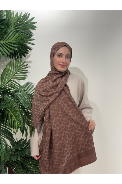 MORZE İthal çift taraflı Coach İpek Pamuk Şal-kahve tonu