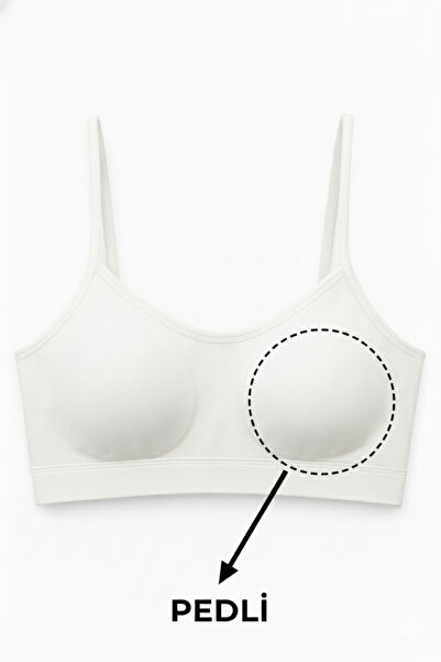 Arma Yıldız Young Girl's String Strap Padded Half Tank Top White 3-Pack Training Bra