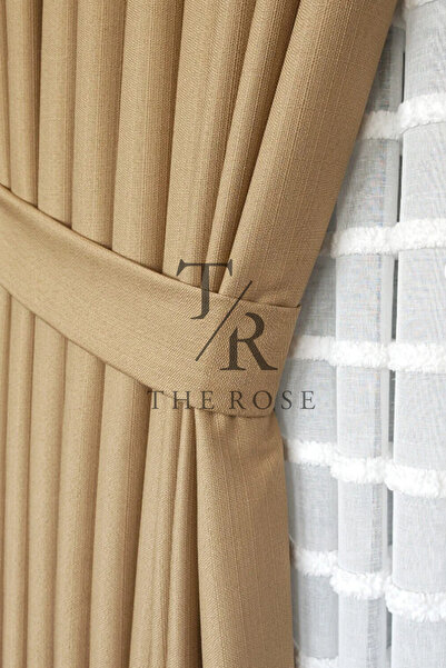 The Rose Linen Backdrop Curtain, Camel Hair, Panel Backdrop, Tight Pleat, Bel...