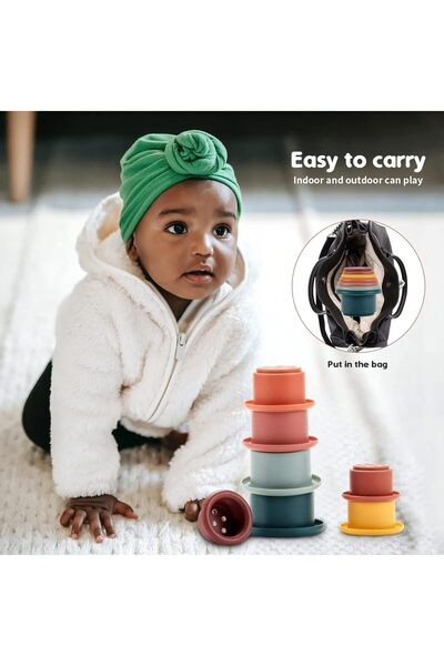 Arabest 7-Piece Silicone Stacking Toy – Circular Soft Rings, Montessori Early Learning (6+ months)