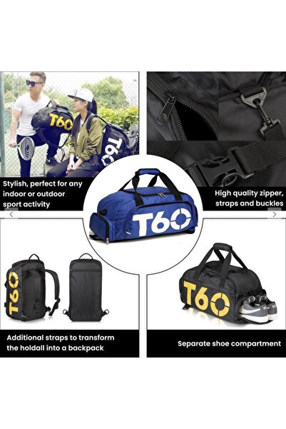 Sport Multifunctional Bag with Shoe Compartment, 45x23x25 cm, Waterproof