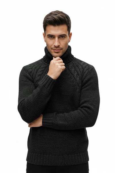 Pulltonic Erkek Balıkçı Yaka Kalın Kazak